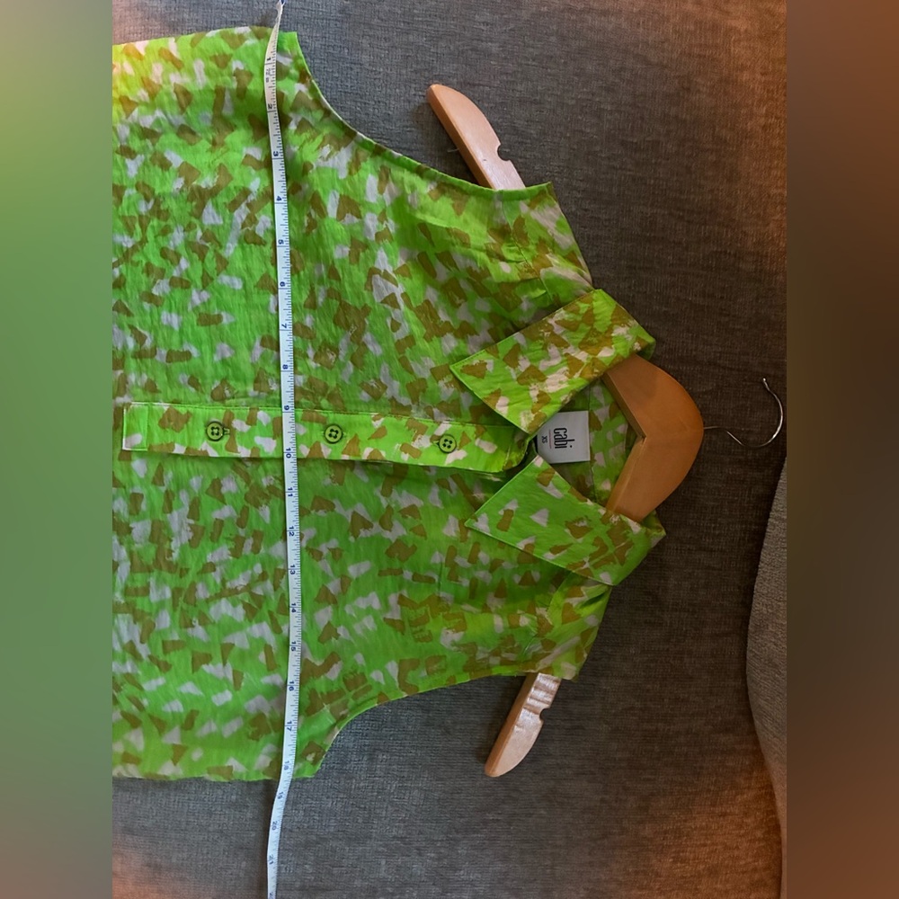 Cabi Lime Green Patterned Blouse - image 6